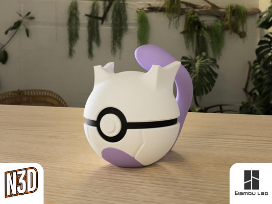 3D Printed MewTwo Themed Pokeball